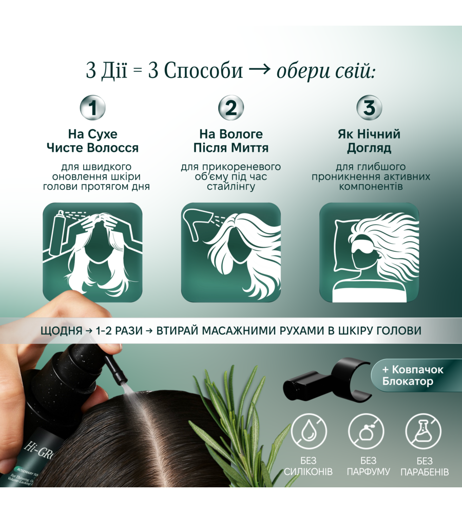тонік-активатор волосся з розмарином • Hi-GROW